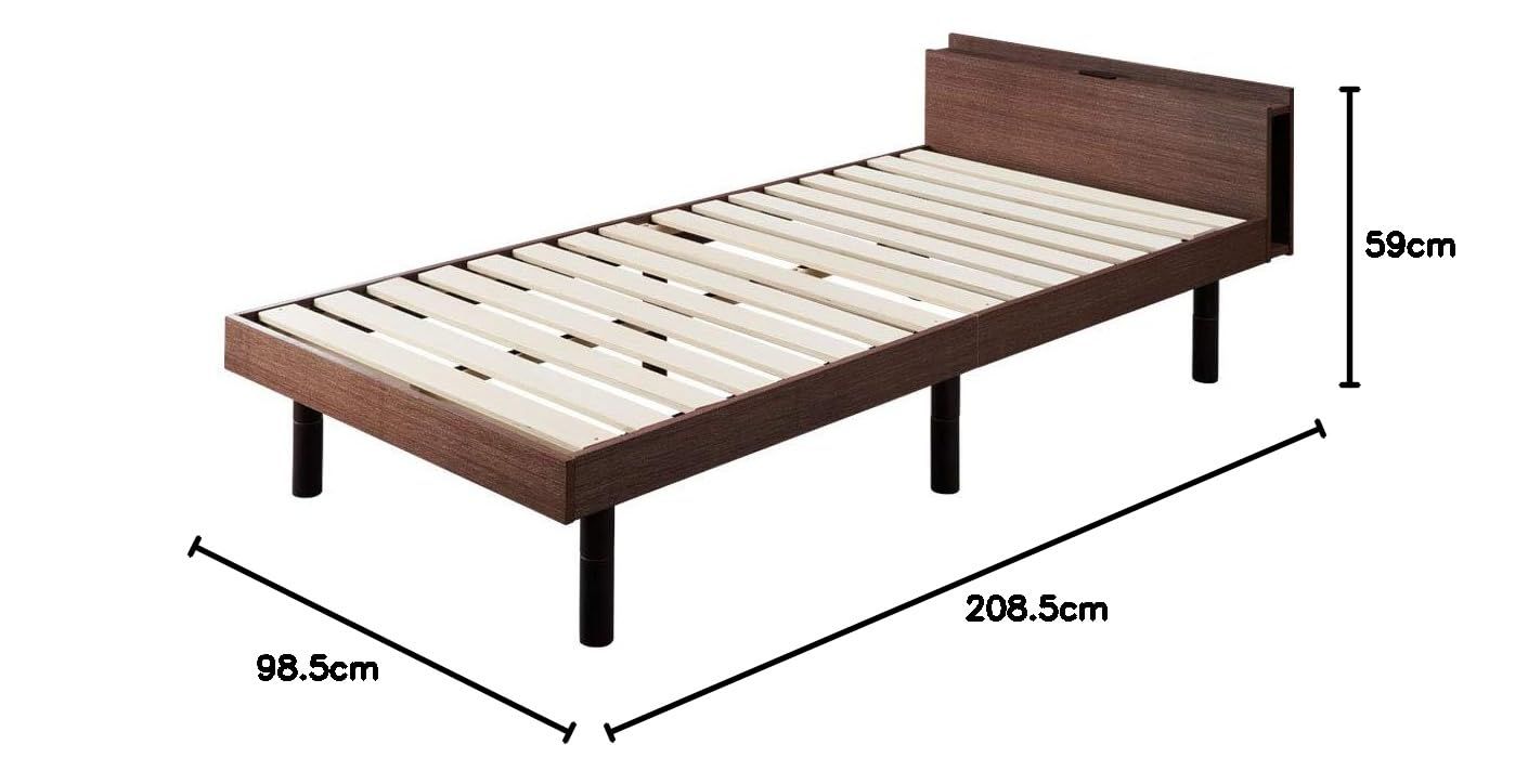 すのこベッド シングル 高さ調整 3段階 ブックシェルフ付