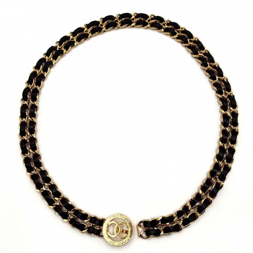 シャネル ベルト レディース ココマーク ココ チェーンベルト アクセサリー ファッションアイテム ヴィンテージ CHANEL ブラック 黒 ゴールド金具
