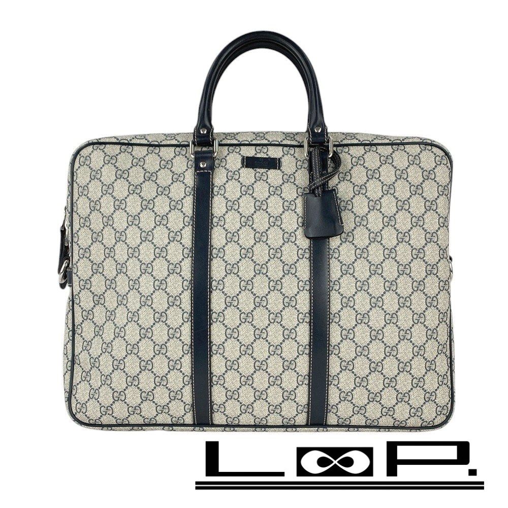 ■Good Goods■ Gucci Briefcase Business Bag GG Supreme Navy 201480 [300875] 1