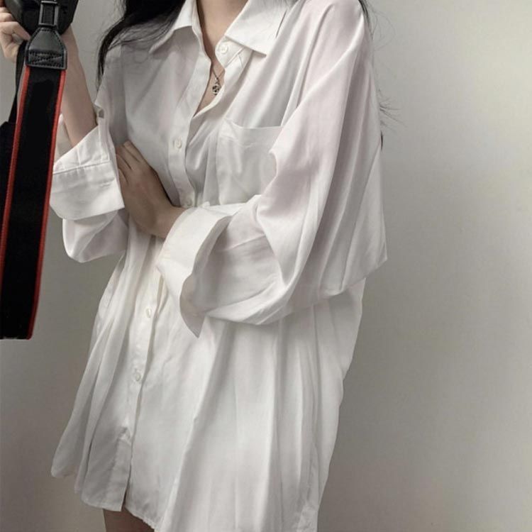 美品✳︎アンシェヌマン ロングドレスシャツ バックボタンブラウス オーバーサイズ 美品✳︎アンシェヌマン ロングドレスシャツ バックボタンブラ
