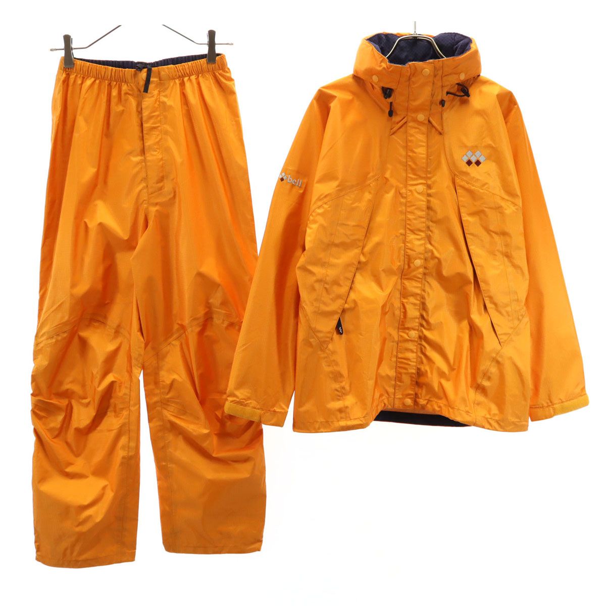 mont-bell モンベル ゴアテックス ストームクルーザー レインジャケット 上下 セットアップ M パーシモン アウトドア 収納袋付き レディース 古着