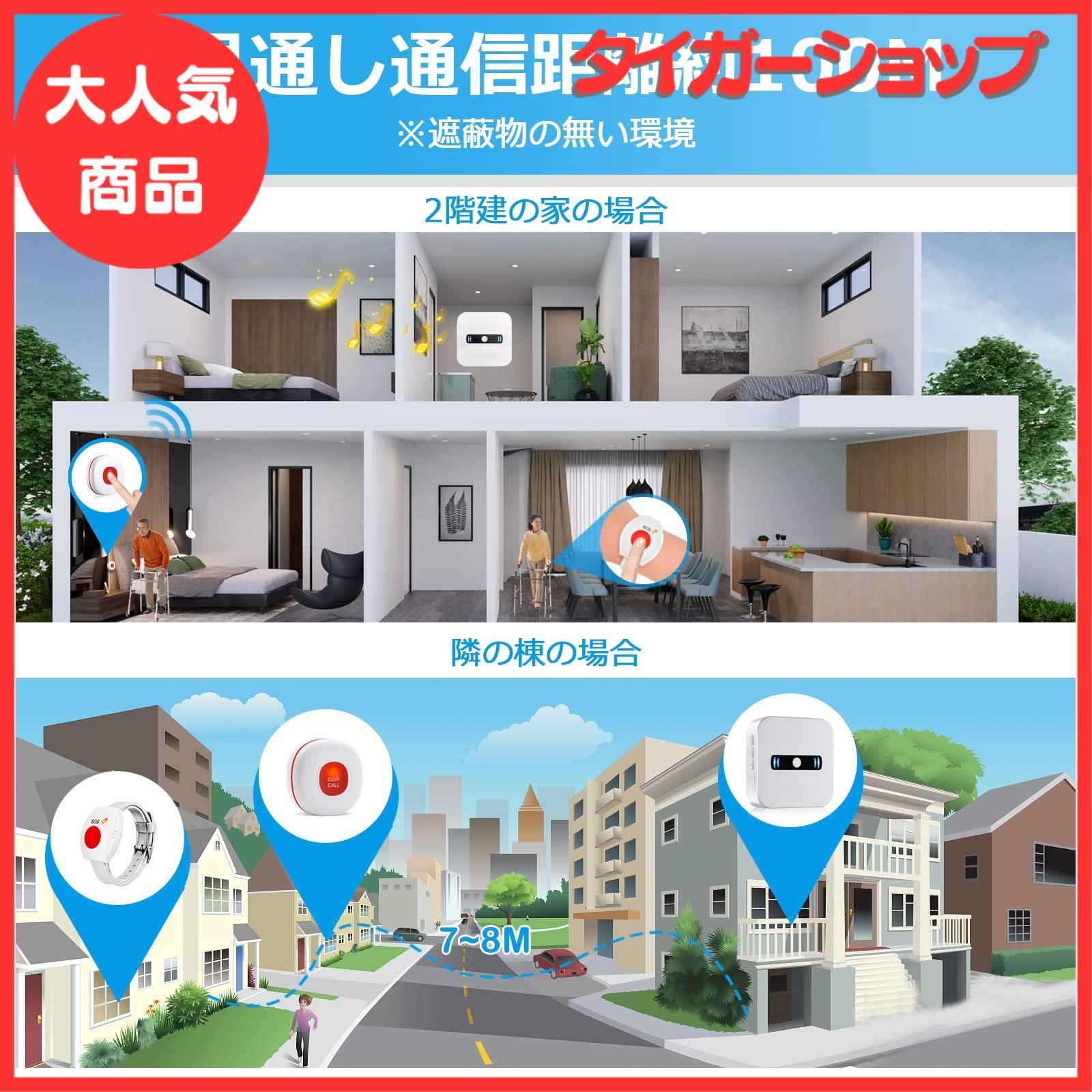 大特価】Daytech 呼び出しワイヤレス コールボタン 介護ベル 電池式携帯しやすい 緊急アラーム 警報 システム 患者/高齢者/障害者 個人用  (防水受信機1 +コールボタン発信機1+腕時計式発信機1）赤色 - メルカリ