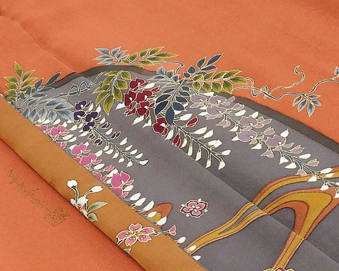 訪問着 正絹 友禅作家 千地泰弘作 身丈160.5cm 裄丈64.5cm 良品 中古