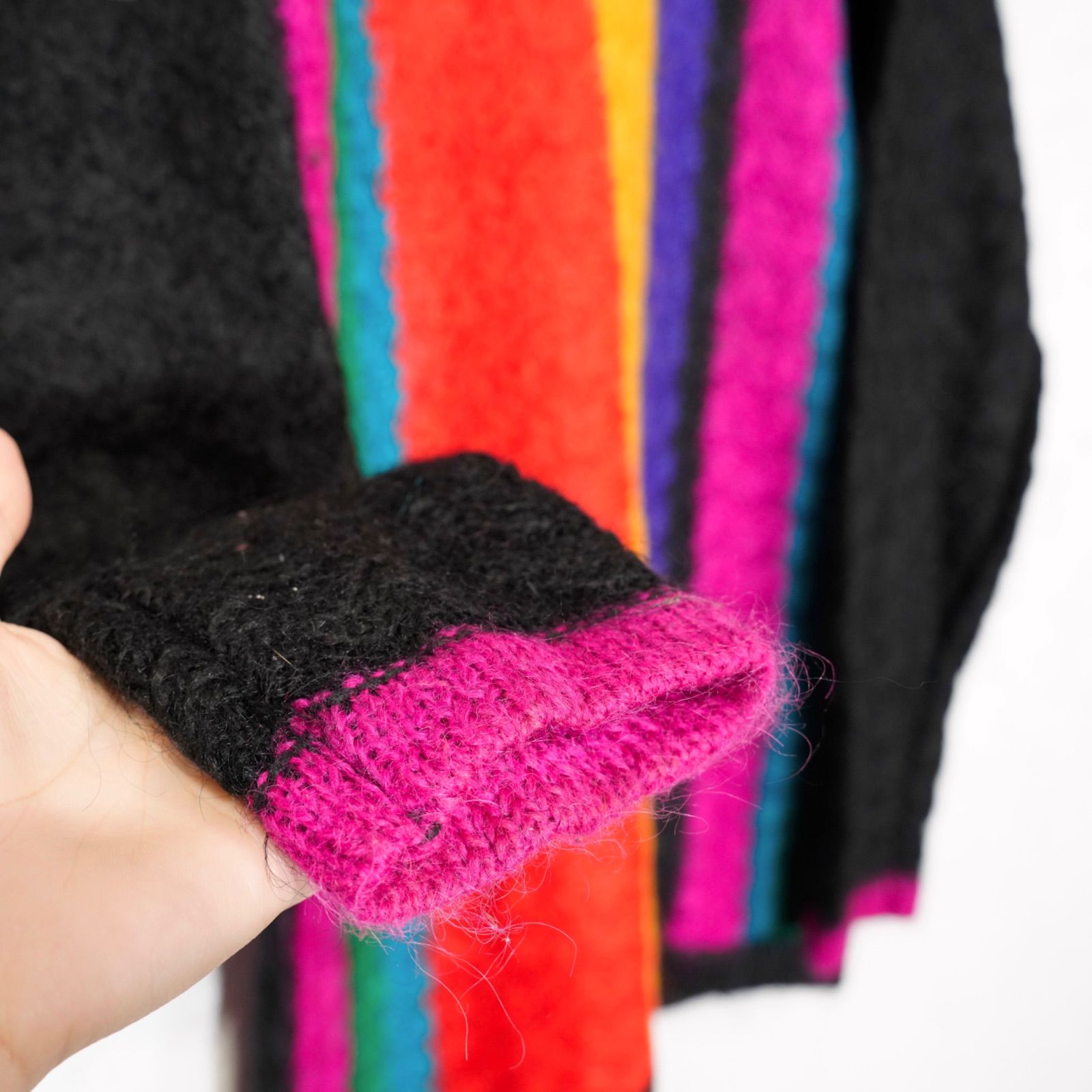 【品薄】 USA VINTAGE COLORFUL DESIGN HIGH NECK MOHAIR KNIT アメリカ古着カラフルデザインハイネックモヘアニット