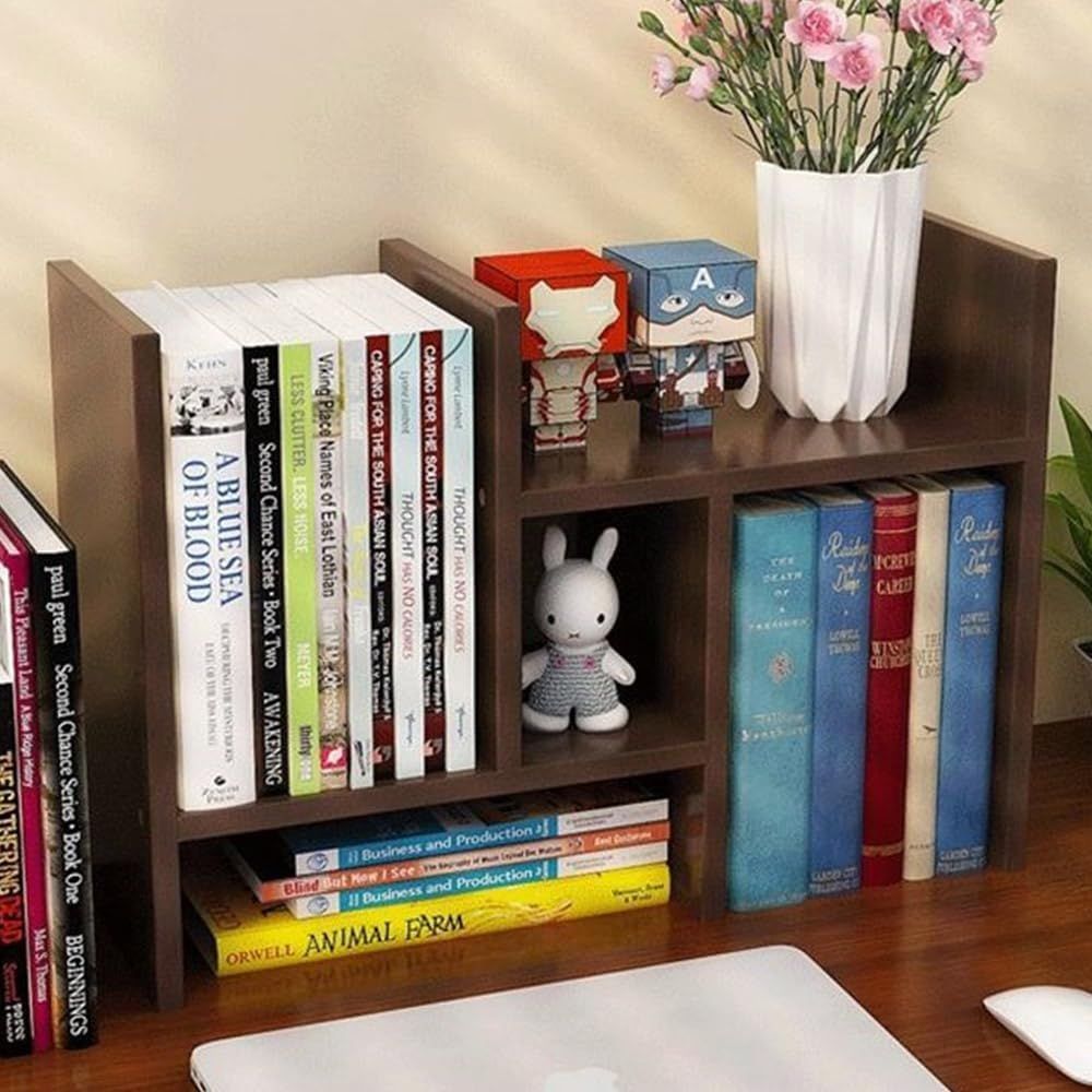 スタイリッシュで実用的！自由に伸縮するデスク上置き棚と本立て