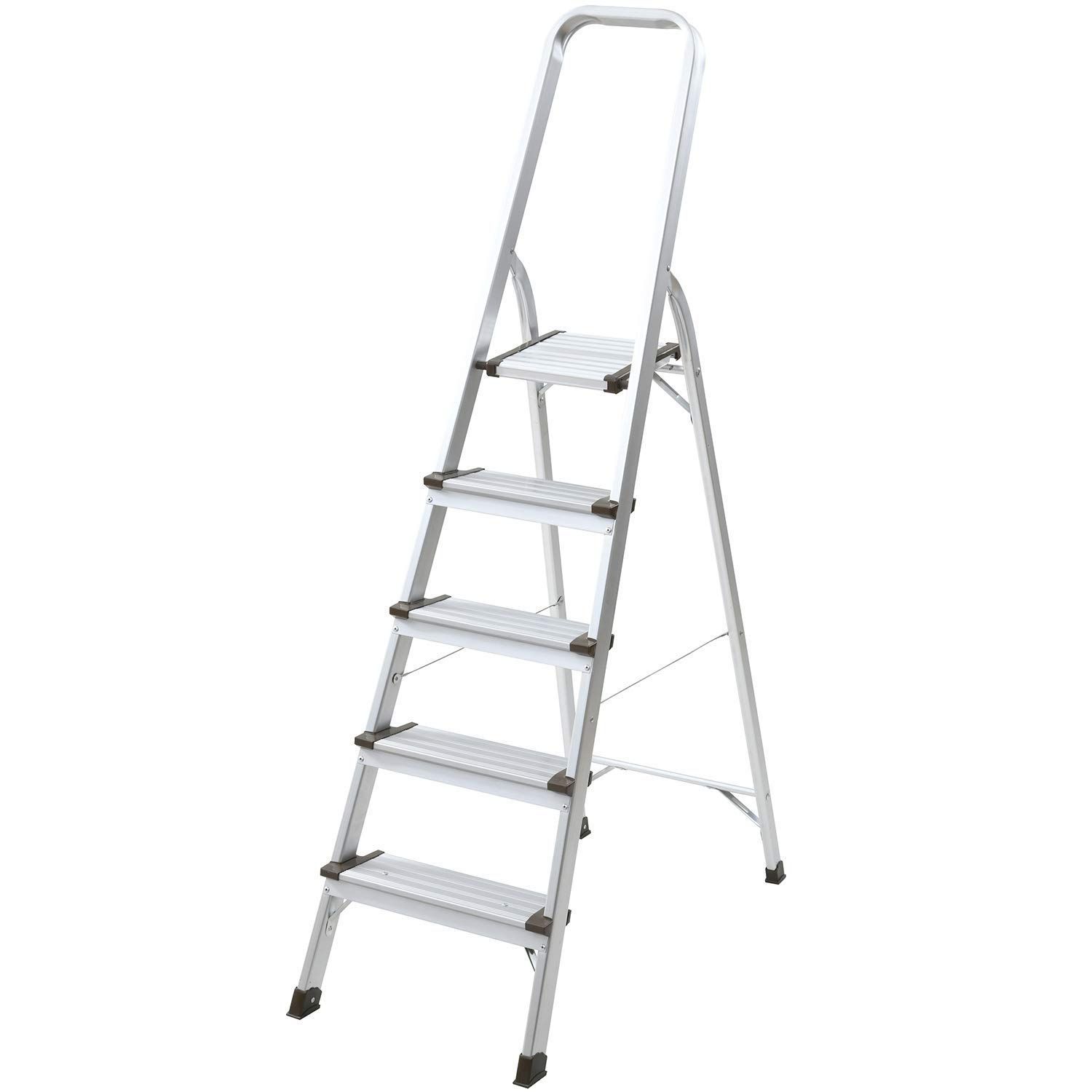 新着商品 山善 脚立 5段 幅48×奥行103.5×高さ166cm 耐荷重100kg 折りたたみ アルミ 軽量 KBE-5