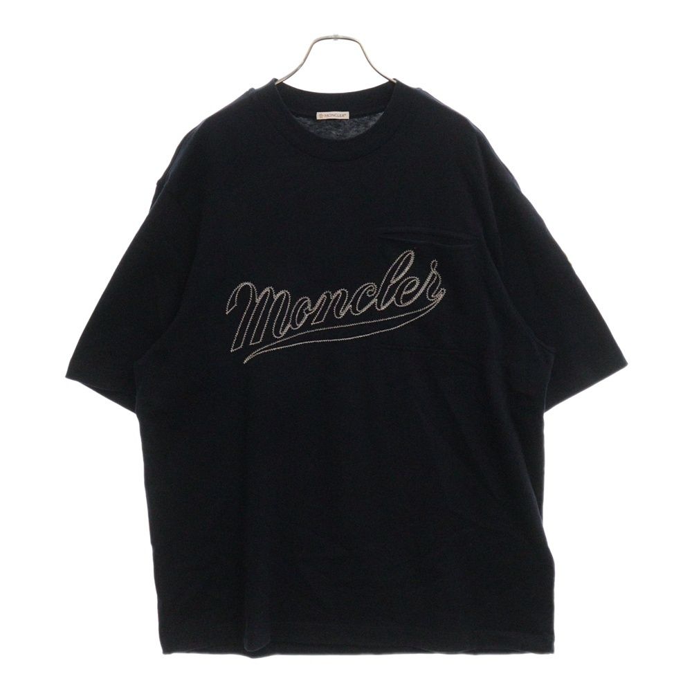 MONCLER (モンクレール) 22SS SS T-SHIRT I10918C00005 899H5 ロゴ刺繍 半袖ポケットTシャツ ネイビー