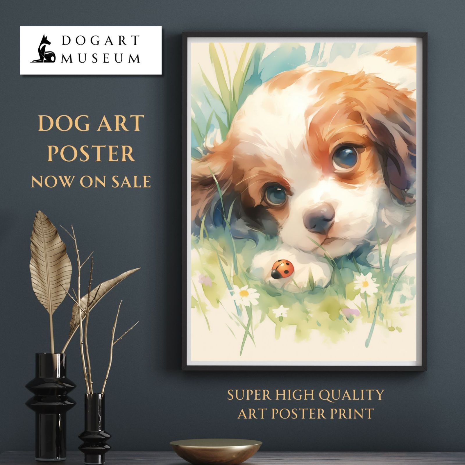 キャバリアグッズ絵画F8号キャンバス地にジークレイによるグラフィック