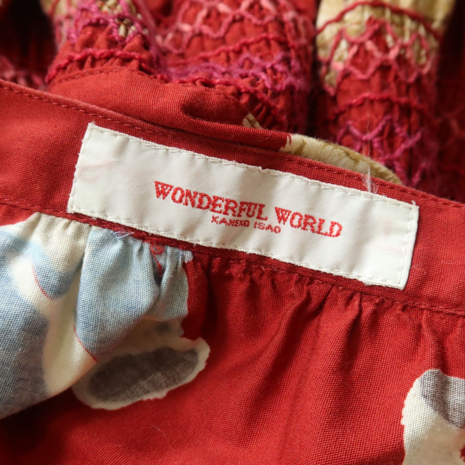 ワンダフルワールド カネコイサオ☆前開きギャザースカート 赤系