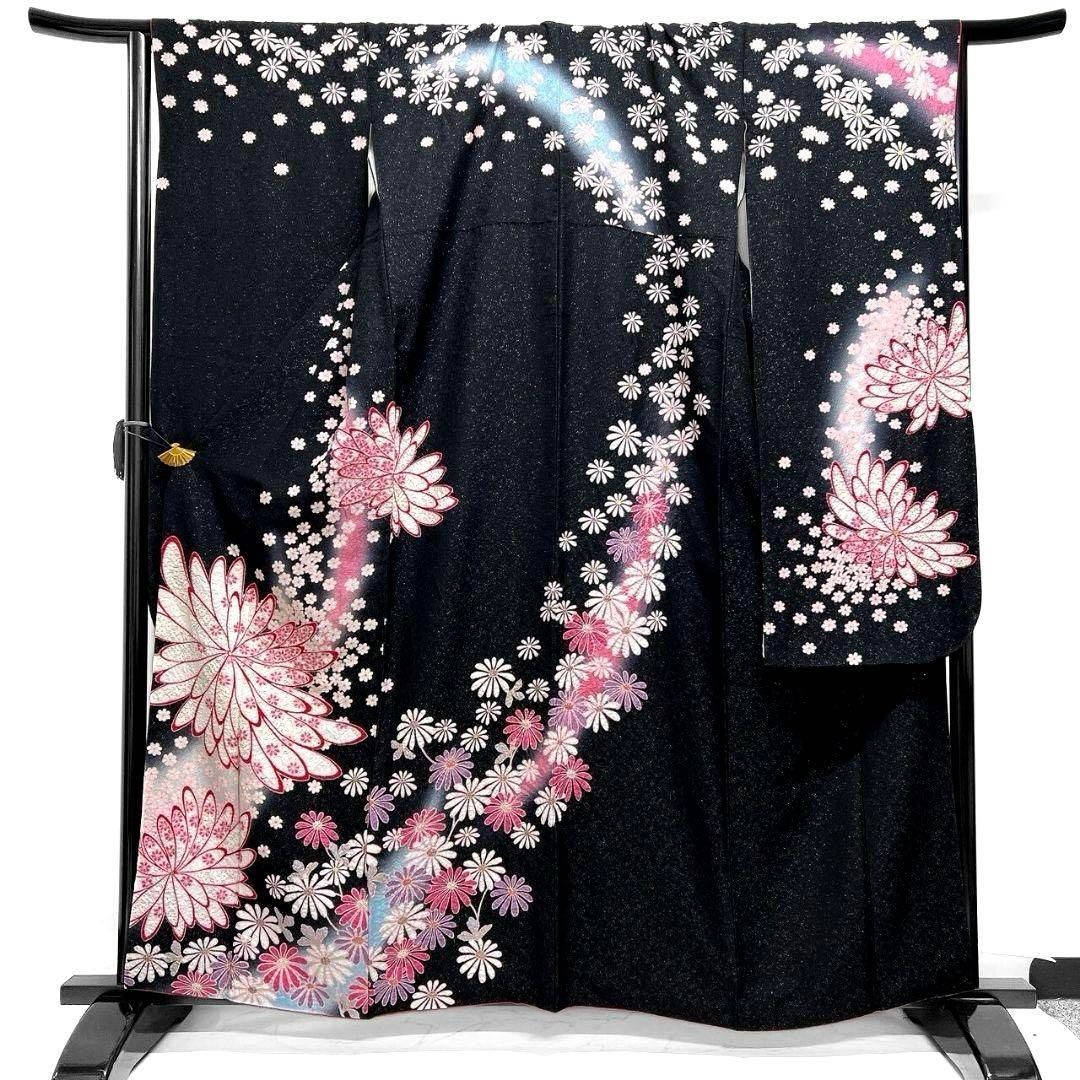 銀通し 金彩 絞り 菊花尽くし ぼかし 振袖 成式 晴れの日 着物 032a p 