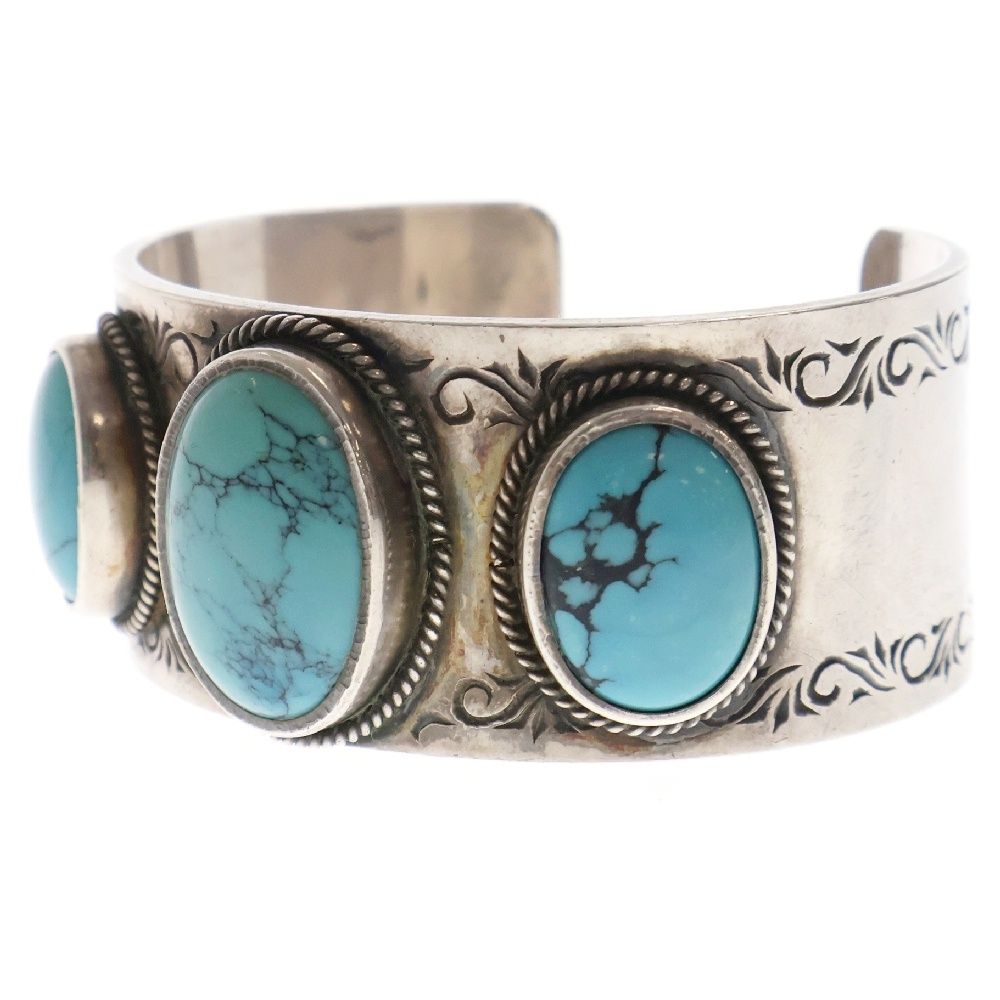 ターコイズ石付きシルバーバングル　インディアンジュエリー　ネイティブアメリカン ターコイズ石付きシルバーバングル インディアンジュエリー ネイティブ