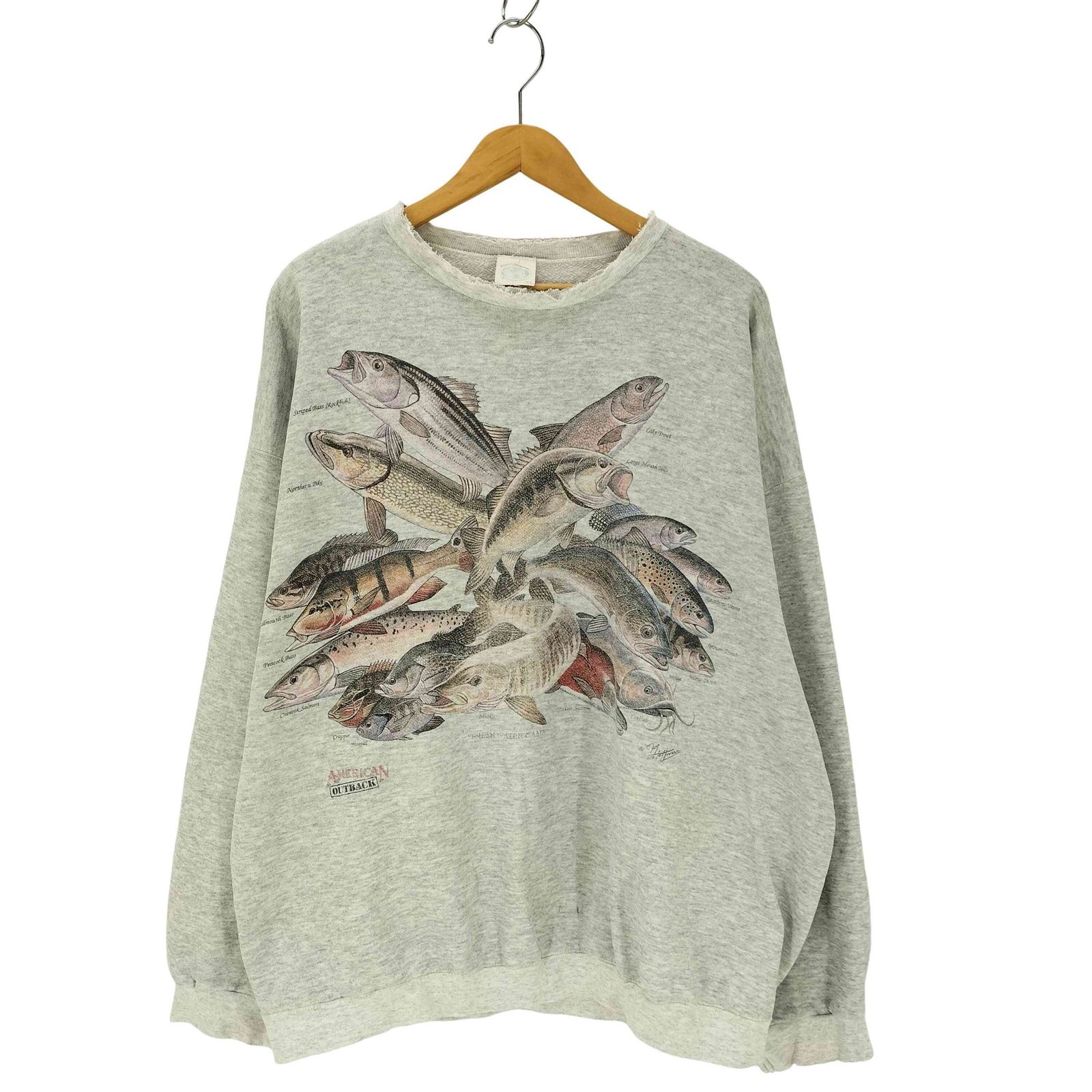 ユーズドフルギ USED古着 Environmental Artwear フィッシュプリントクルーネックスウェット メンズ JPN：XL 