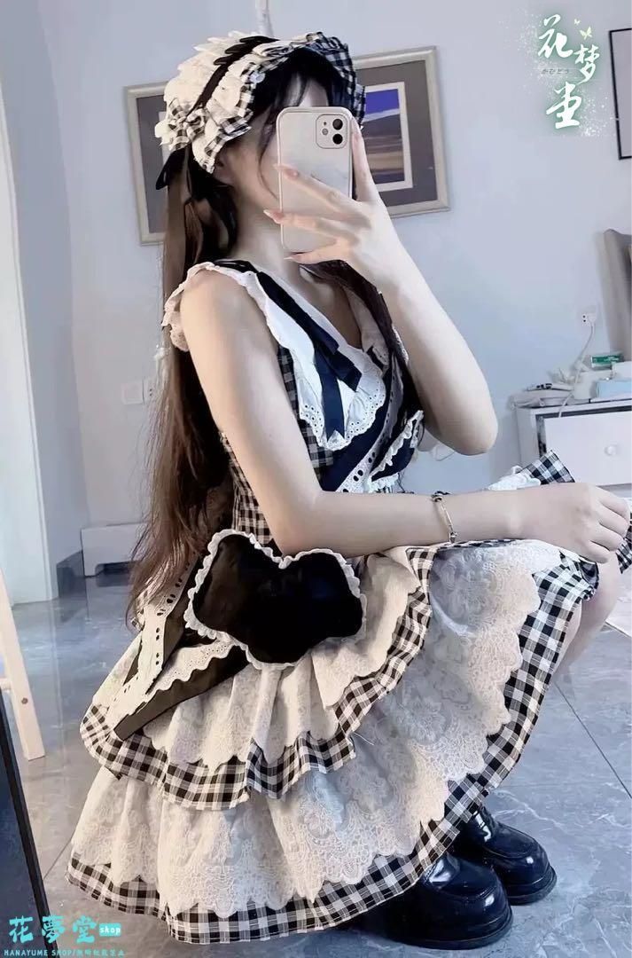 【送料無料】 25年 ♥コスプレ 春夏のお出かけに~~チェック柄ミニフ ワンピース 撮影会 舞台 イベント 原野空間-79