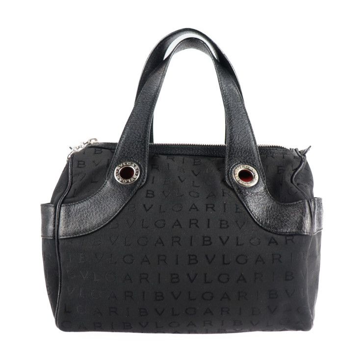 ★ブルガリ　ハンドバッグ★ BVLGARI ブルガリ ハンドバッグ 22748 キャンバス ブラック ロゴマニア