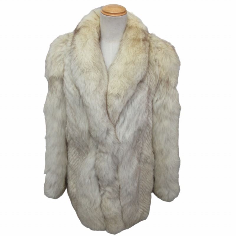 ○ SAGA FOX フォックスファー 毛皮 ミドルコート ホワイト 毛皮コート