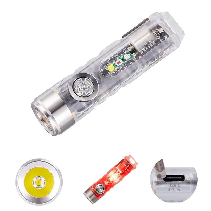 【新着商品】RovyVon a8 650ルーメン超明るいキーホルダー懐中電灯高ルーメン、USB C充電可能EDC懐中電灯、磁気クリップとテールベース付き、365 nm/赤色/白色サイドランプ… 0
