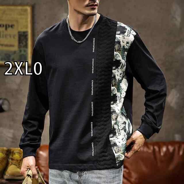 2XL0 メンズ ファッション 服 オシャレ シンプル 大人 かっこいい 大きいサイズ ストリート 紳士服 アメリカン レトロ ヘビー コットン 280グラム ラウンドネック 長袖 T シャツ レイヤリング ガード 服