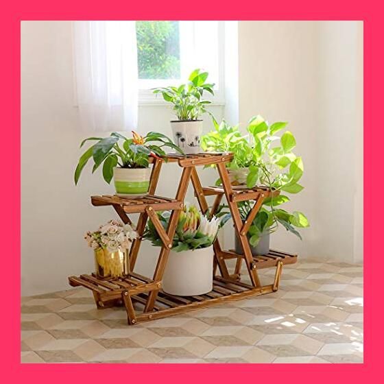 ナチュラル木製 4段フラワースタンド・ガーデンラック高さ58cm スタッフおすすめ！】KRW フラワースタンド 木製 ガーデンラック 4段