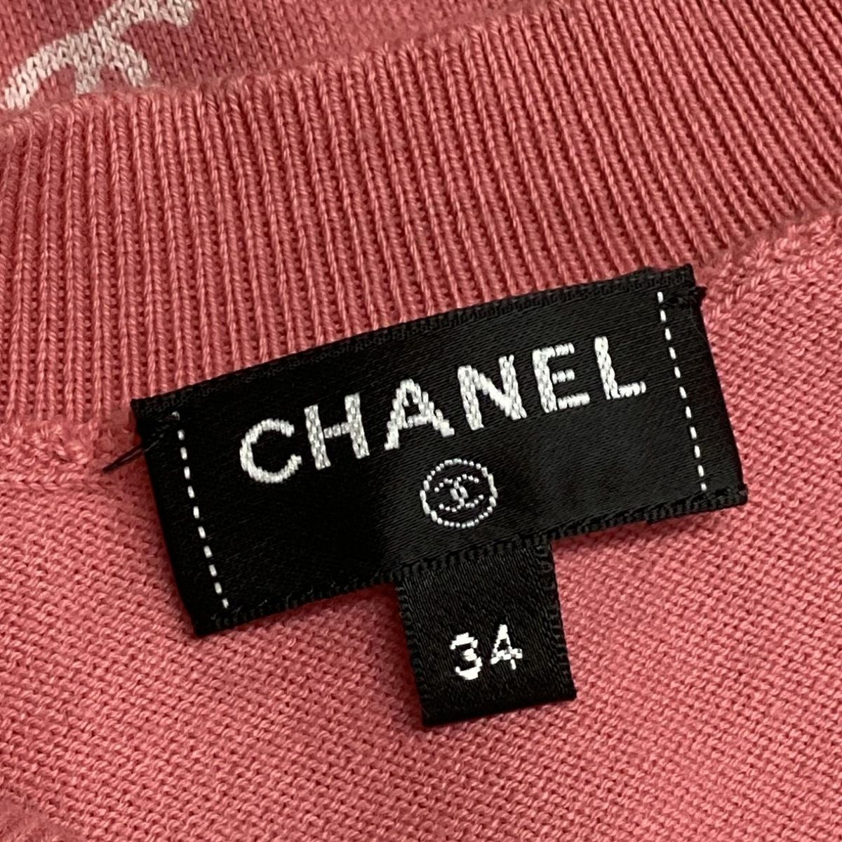 CHANEL シャネル 長袖セーター サイズ34 S レディース - P 74102 ピンク×白 Vネック|2025-23年クルーズコレクション コットン
