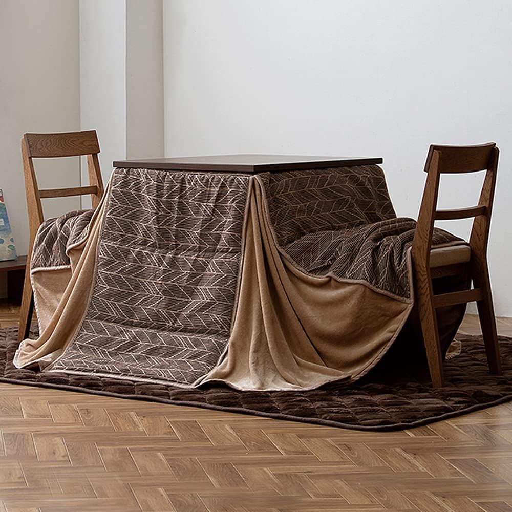 大 OHYAMA IRIS こたつ布団 こたつ掛け敷き布団 ジャガード織 ブラウン 長方形 240×220cm