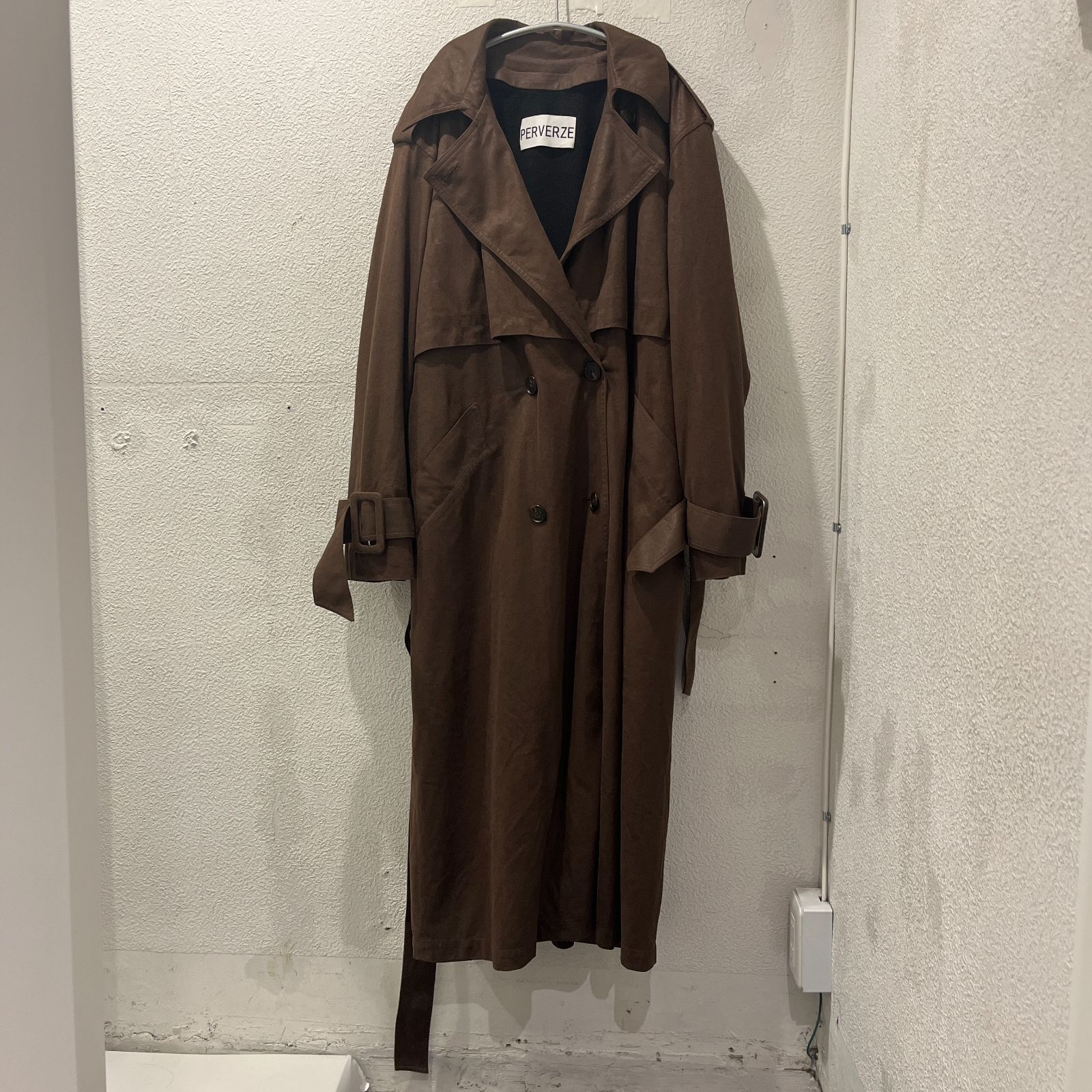 PERVERZE ブラウン ロングコート　パーバーズ　レザーコート　ジャケット PERVERZE ブラウン ロングコート パーバーズ レザーコート