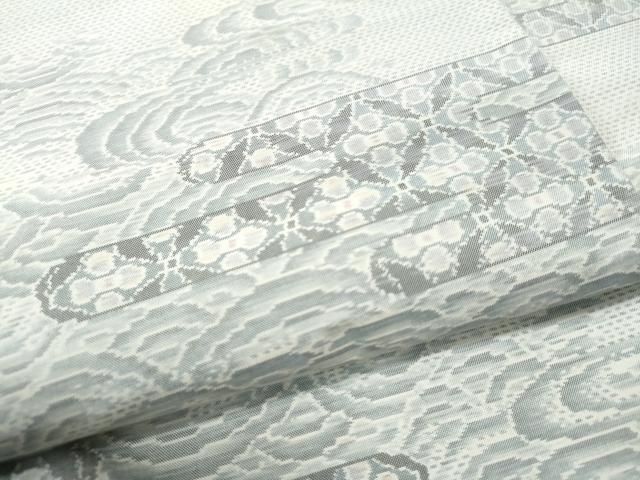 平和屋着物○本場大島紬 白大島 総絣 霞吉祥花文 中島寛