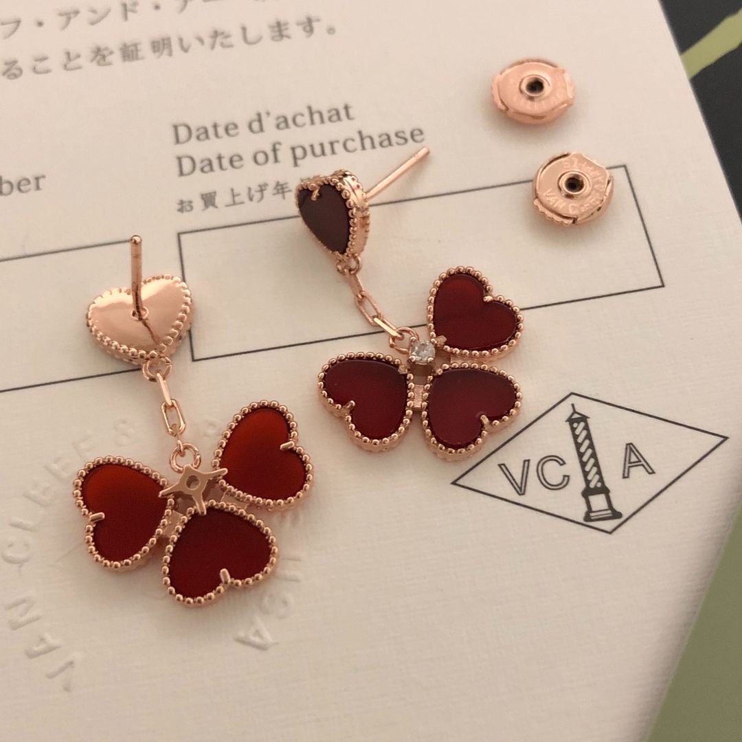 ヴァンクリーフ＆アーペル Van Cleef & Arpels ヴィンテージ アルハンブラ ピアスネックレスセット レッド・アゲート