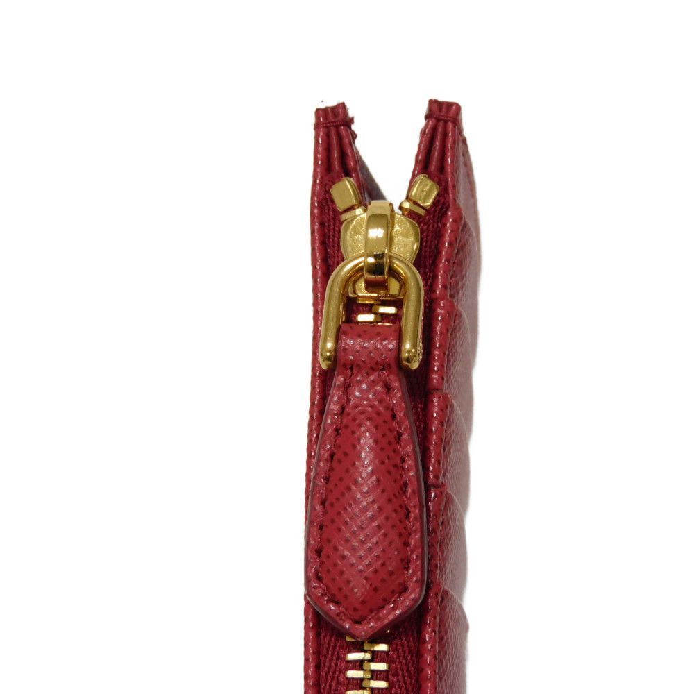 プラダ PRADA カードケース ミニ財布 サフィアーノレザー レッド プラダ 三つ折り財布 レザー ミニウォレット レター 1MH021