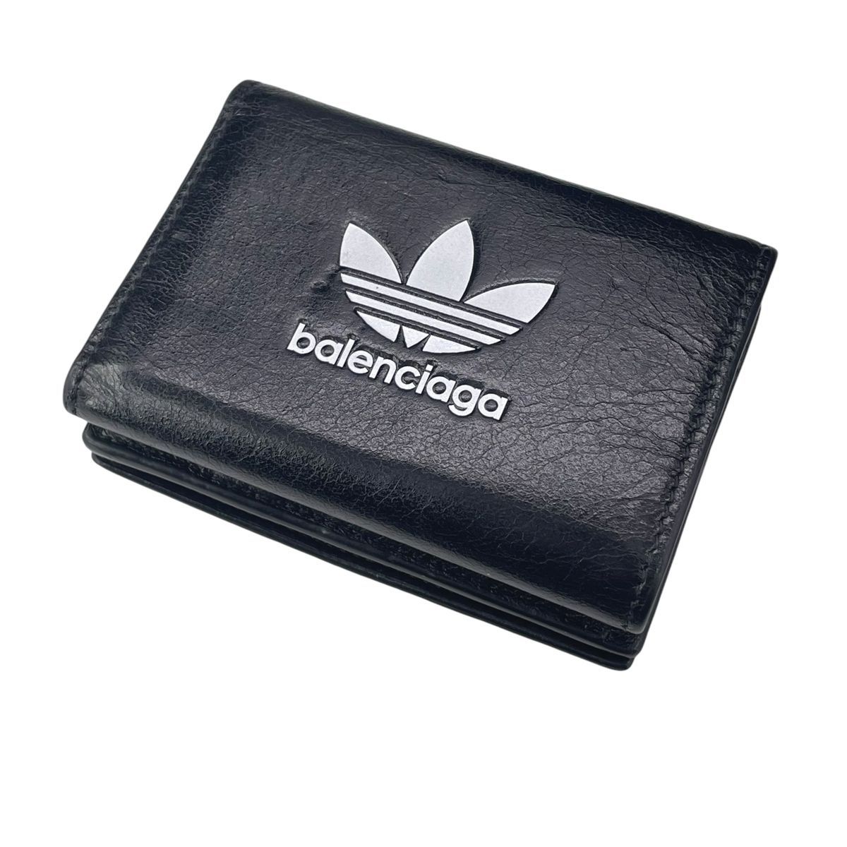 中古】 BALENCIAGA バレンシアガ メンズ財布 ×アディダス ロゴ ミニ 