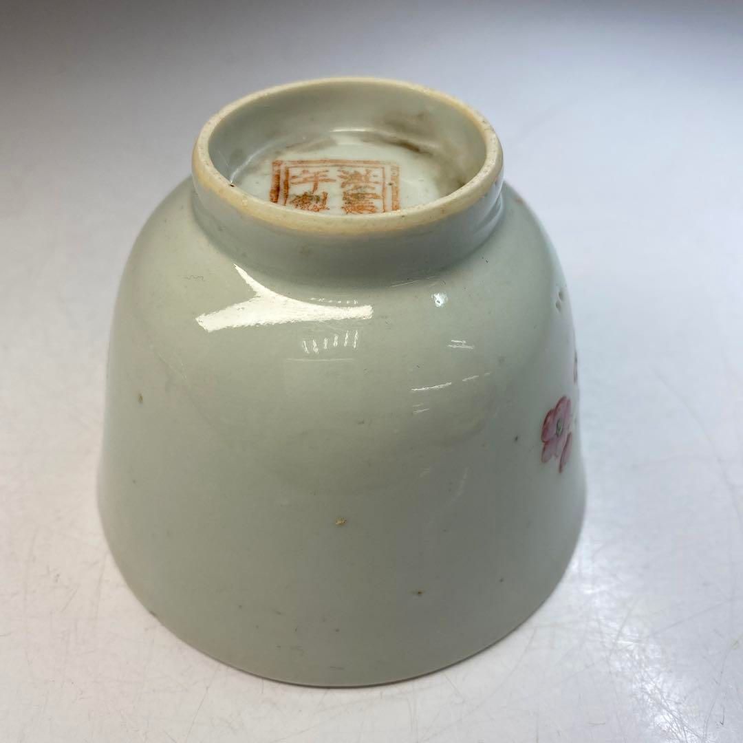 中国清末時代 粉彩 素三彩四方花瓶 中国清時代 粉彩カップ