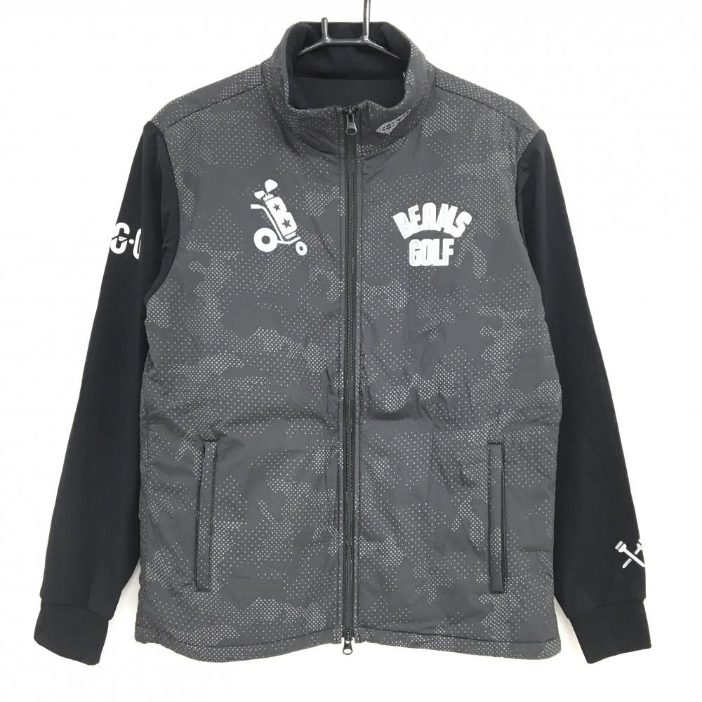【超美品】ビームスゴルフ 中綿ジャケット 黒×グレー ドット柄 身頃中綿 メンズ L ゴルフウェア BEAMS GOLF