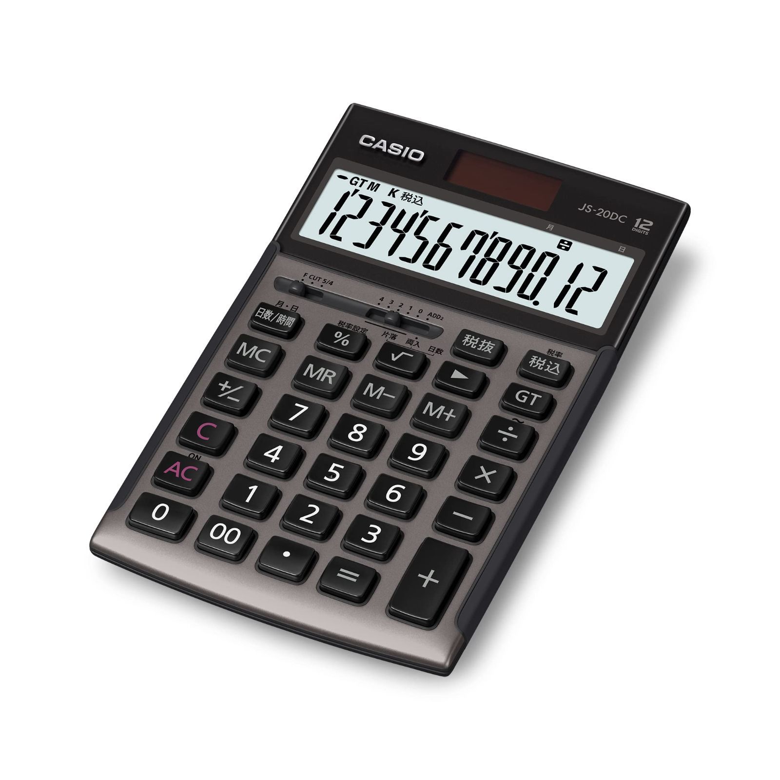 グレージュブラウン JS-20DC-GB-N ジャストタイプ 日数-時間計算 グリーン 法適合 12桁 本格実務電卓 エコマーク認定 カシオ
