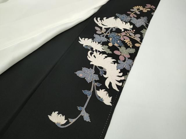 蘇州刺繍　反物　羽尺 付下げ 身丈160.5cm 裄丈66cm M 袷 蘇州刺繍 菊 流水 刺繍 水色