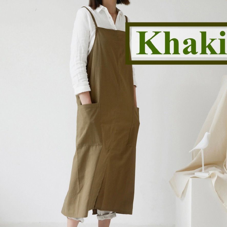 エプロン キッチン 膝丈 料理 レディース 大人 フリーサイズ グレー