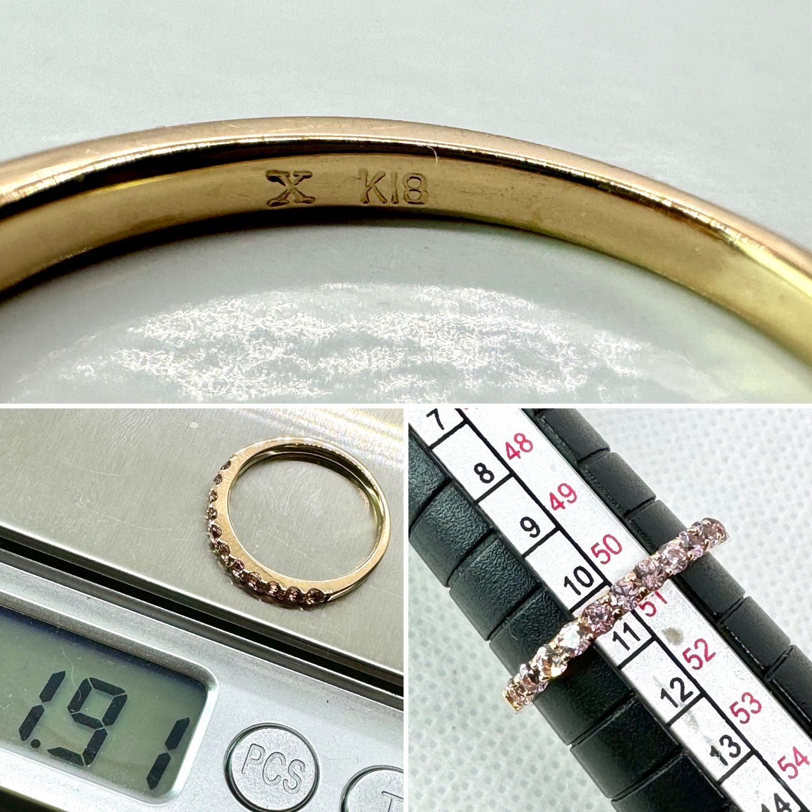 現行品◇ビズー◇エマ*K18PG*シャンパンガーネットリング*bizoux 