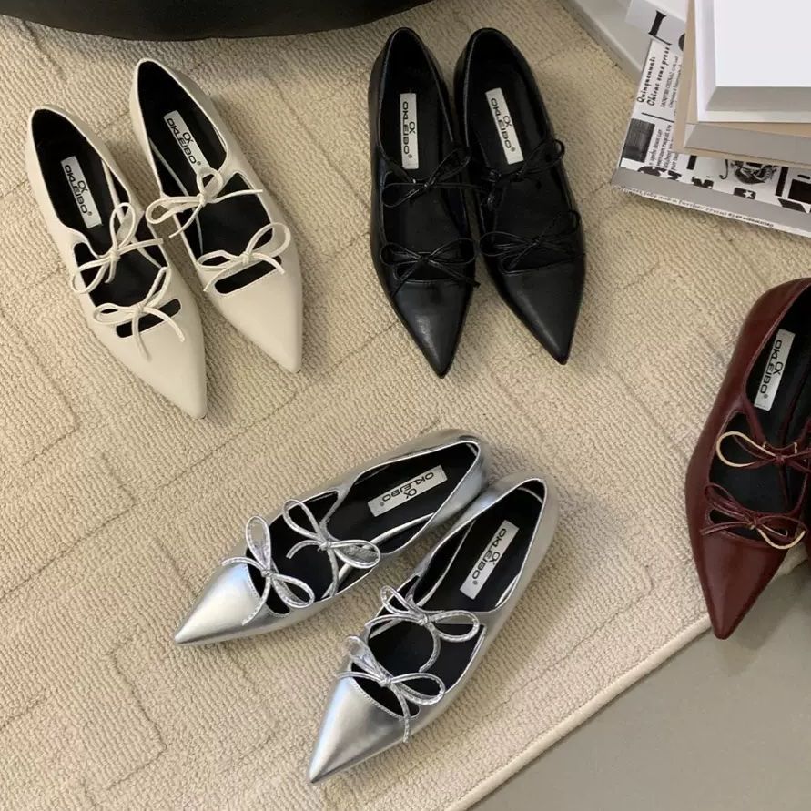 レディース オシャレ リボン フラット バレーシューズ