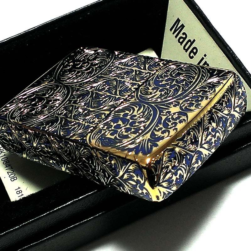 ZIPPO スプレンダー イオンブルー ジッポ ライター アラベスク模様 5面 