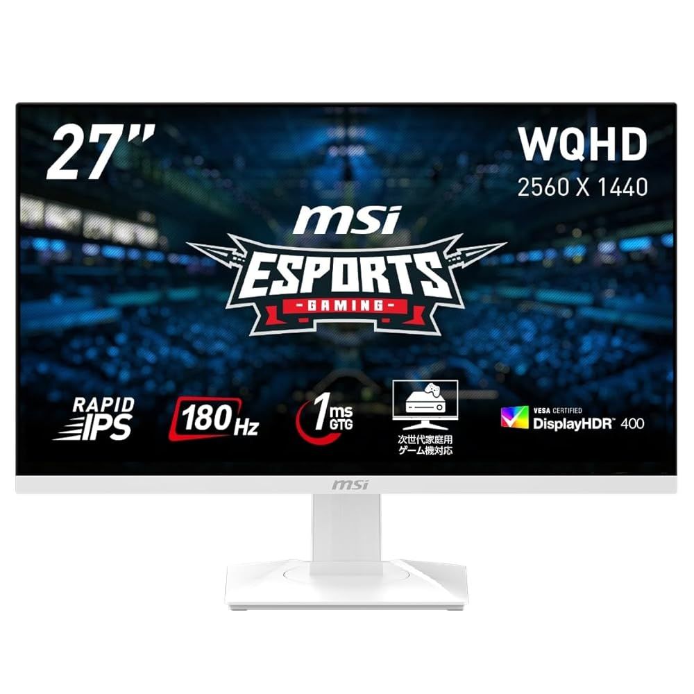 MSI ゲーミングモニター MAG 274QRFW 27インチ|WQHD|RAPID IPS|180Hz|1ms GTG |AMD FreeSync|DisplayHDR 400|AI