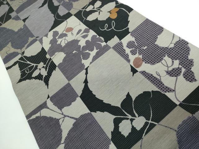 平和屋本店■極上　全通柄　京袋帯　蔦の葉市松　苺　逸品　未使用　DZAA5322kh5 平和屋本店□極上 全通柄 京袋帯 蔦の葉市松 苺 逸品 未使用