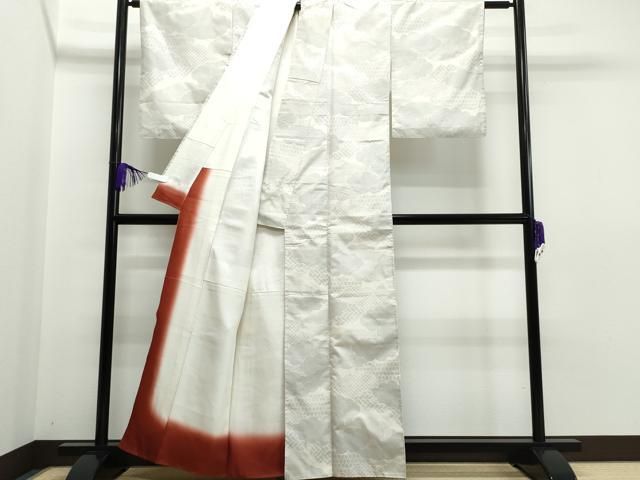 平和屋着物○本場大島紬 白大島 120亀甲 雲重ね吉祥文 正絹 逸品