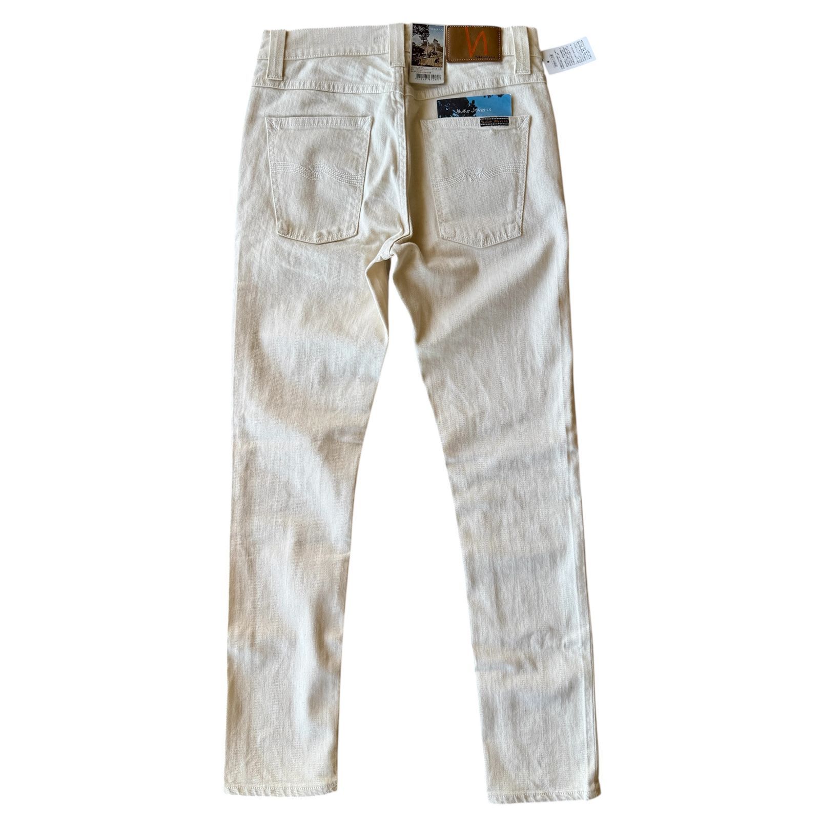 Nudie Jeans ヌーディジーンズ 美脚 LEAN DEAN リーンディーン ECRU TWILL 美脚 スリムテーパード クリーム オフホワイト デニム ジーパン ジーンズ