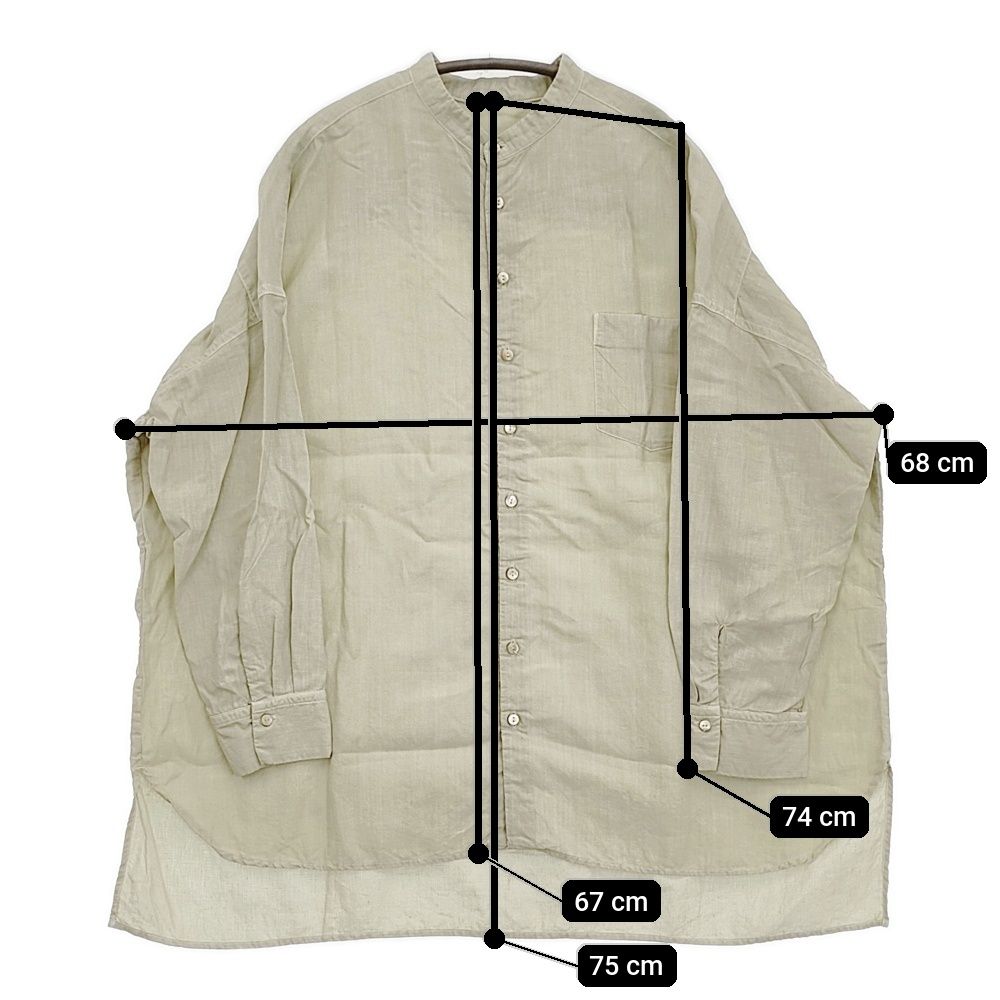 nest Robe 01181-1034 リネンハイカウントバンドカラーシャツ