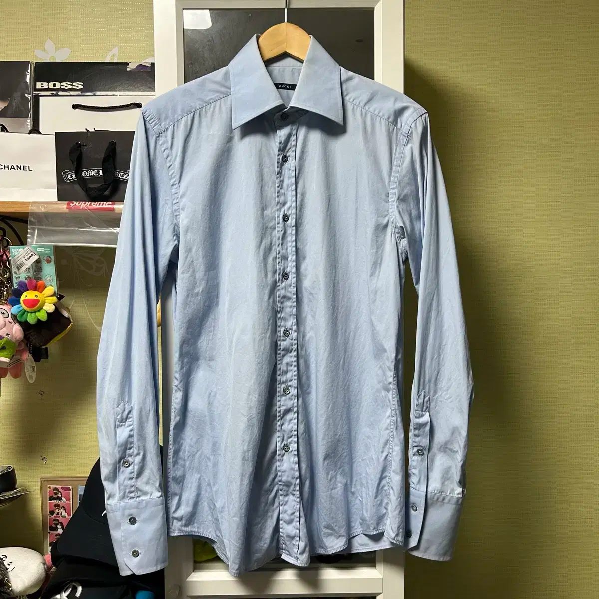 95 GUCCI グッチ ライトブルー シャツ