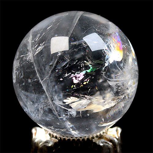 D391-9〕天然水晶 約31mm 天然アイリスクォーツ スフィア 虹水晶