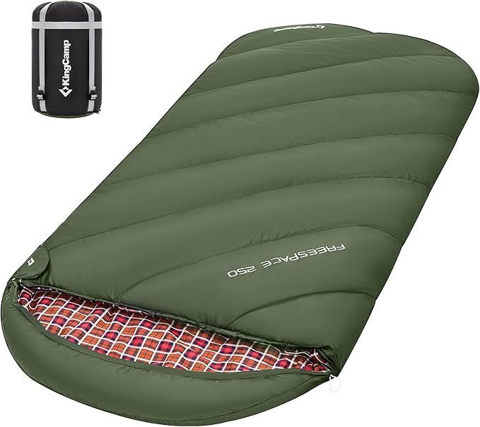 KingCamp 寝袋 シュラフ 冬用 封筒型 大きいサイズ フランネル生地 保温 耐寒 オールシーズン ワイド 快適温度2℃/ 6  Amazon.co.jp: KingCamp 寝袋 シュラフ フランネル生地 冬用 オールシーズン 封筒型 大きいサイズ 幅100cm 2.1KG  コンパクト防水 洗える sleeping bag ...