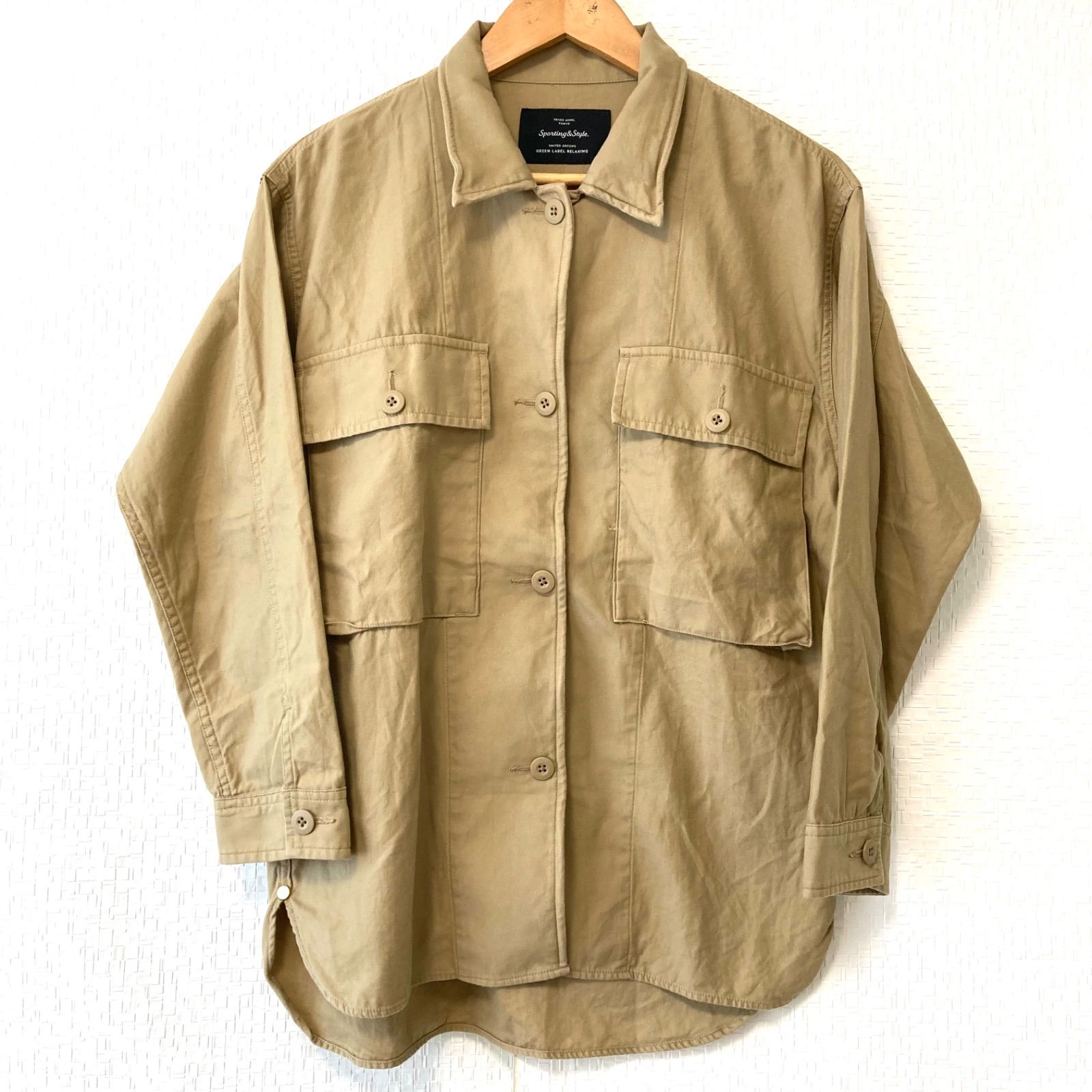 大人カジュアル◎【UNITED ARROWS】ユナイテッドアローズ GREEN LABEL RELAXING グリーンレーベルリラクシング ファティーグシャツジャケット CPO ワーク ミドル丈 ブラウン レディース 女性 サイズ36／M12500UU