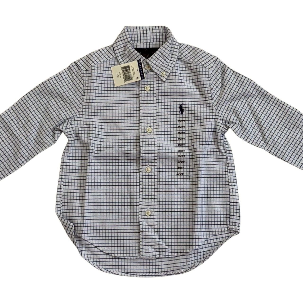 未使用 Ralph Lauren ラルフローレン チェックワイシャツ 青系 白 