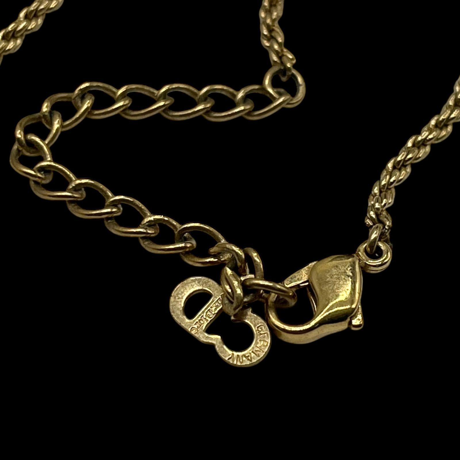 美品 Dior ディオール エンブレム ロゴ ストーン ゴールド ネックレス ディオール ストーン ゴールドネックレス DIORロゴ 正規品