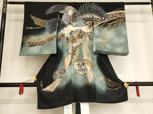 408aj33■ハーフ成人式 十三参り セミアンティーク着物&袋帯■良好 508aj46◎ジュニア振袖＆袋帯 セミアンティーク 成人式 十三参り