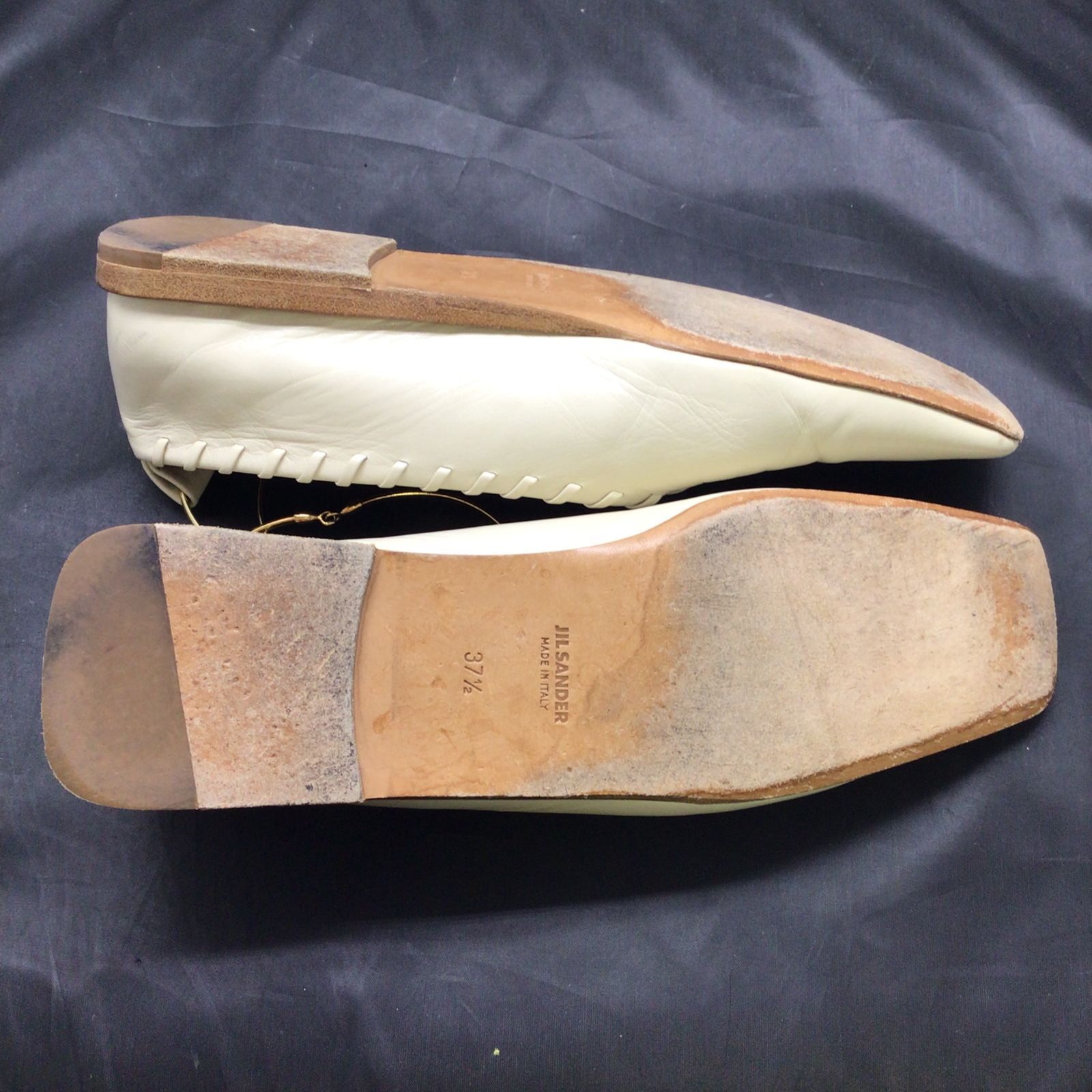 JIL SANDER ジルサンダー　アンクルリングパンプス37.5 美品 ジルサンダー JILSANDER アンクルリング ステッチ バレリーナ